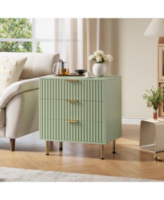 Fluted 3 Drawer Storage Dresser, Tall Modern Chest with Ample Deep Drawers and Wide Top