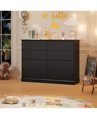 8 Drawer Dresser for Bedroom, Wide Wooden Chest of Drawers with Wide Top