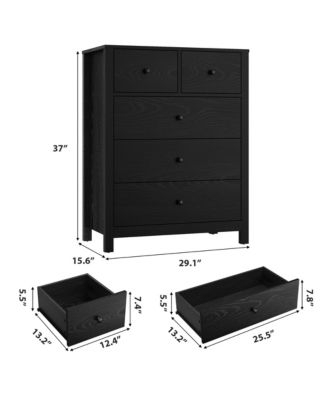 5 Drawer Dresser for Bedroom, Modern Tall Dresser Organizer with Storage Drawers