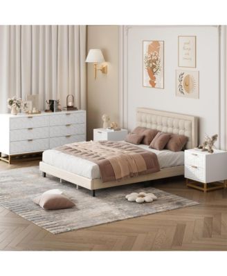 Dresser for Bedroom, 53.5" Large Dresser Organizer, 6 Drawer with Golden Metal Handle and Legs