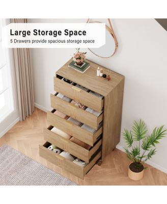 Wooden Storage Cabinet with Gold Accents, Tall Durable Organizer for Home Office, 23.62" x 15.75" x 49.21"