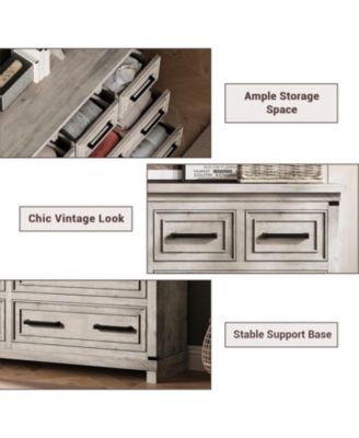 Modern Bedroom Dresser and TV Stand for 55" TV, 8-Drawer Clothes Organizer with Easy-Pull Handles for Living Room, Kitchen, or Hallway