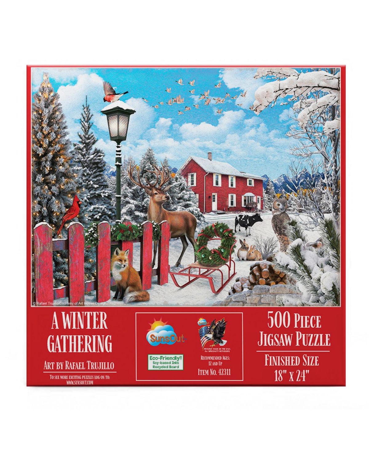 SunsOut A Winter Gathering 500 piece Jigsaw Puzzle for Adults Christmas