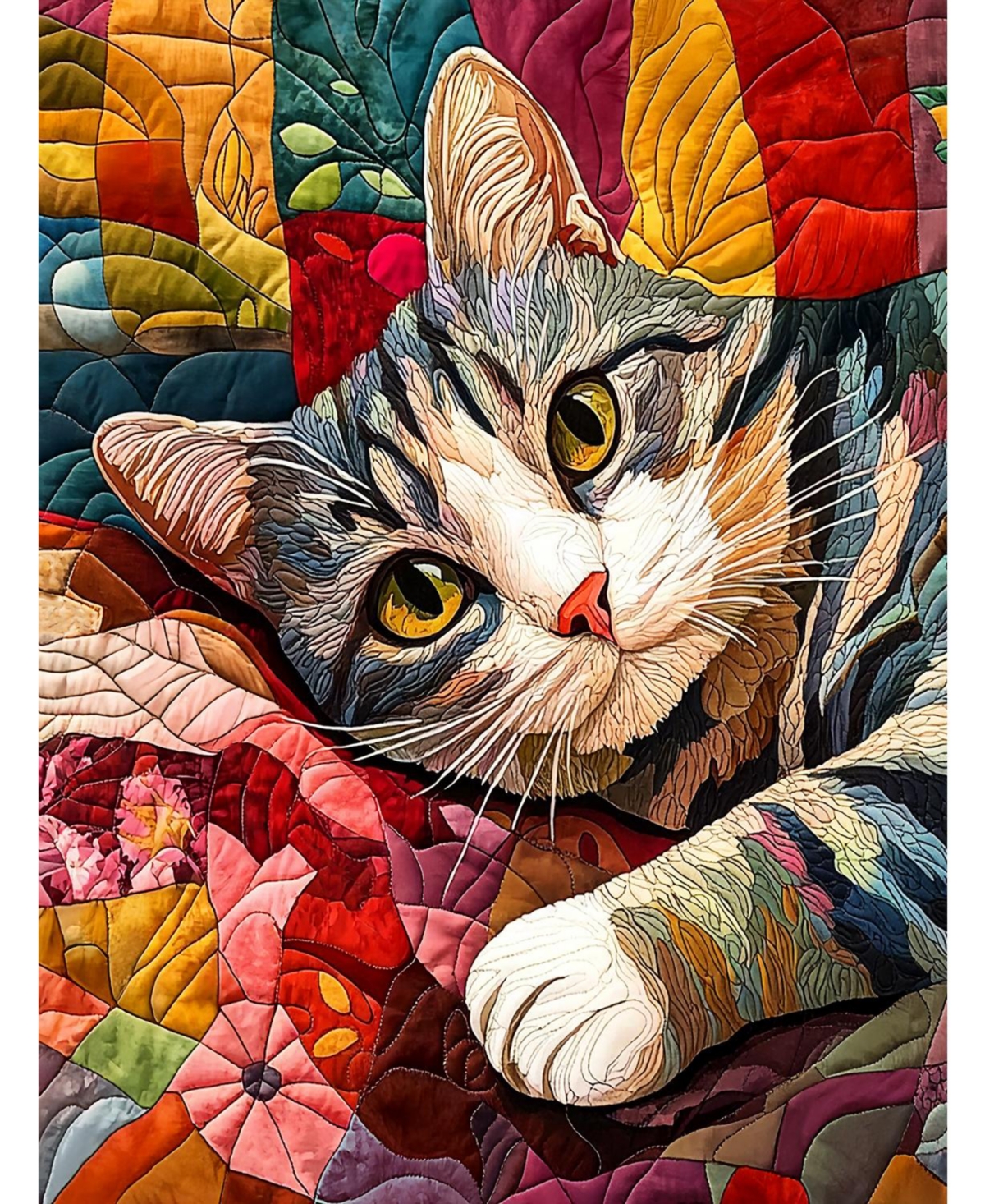 SunsOut Quilted Kitty 500 piece Jigsaw Puzzle for Adults Large Pieces
