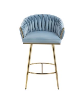 Streamdale Blue Hand-wave Back 26" Bar Stools, Set of 2