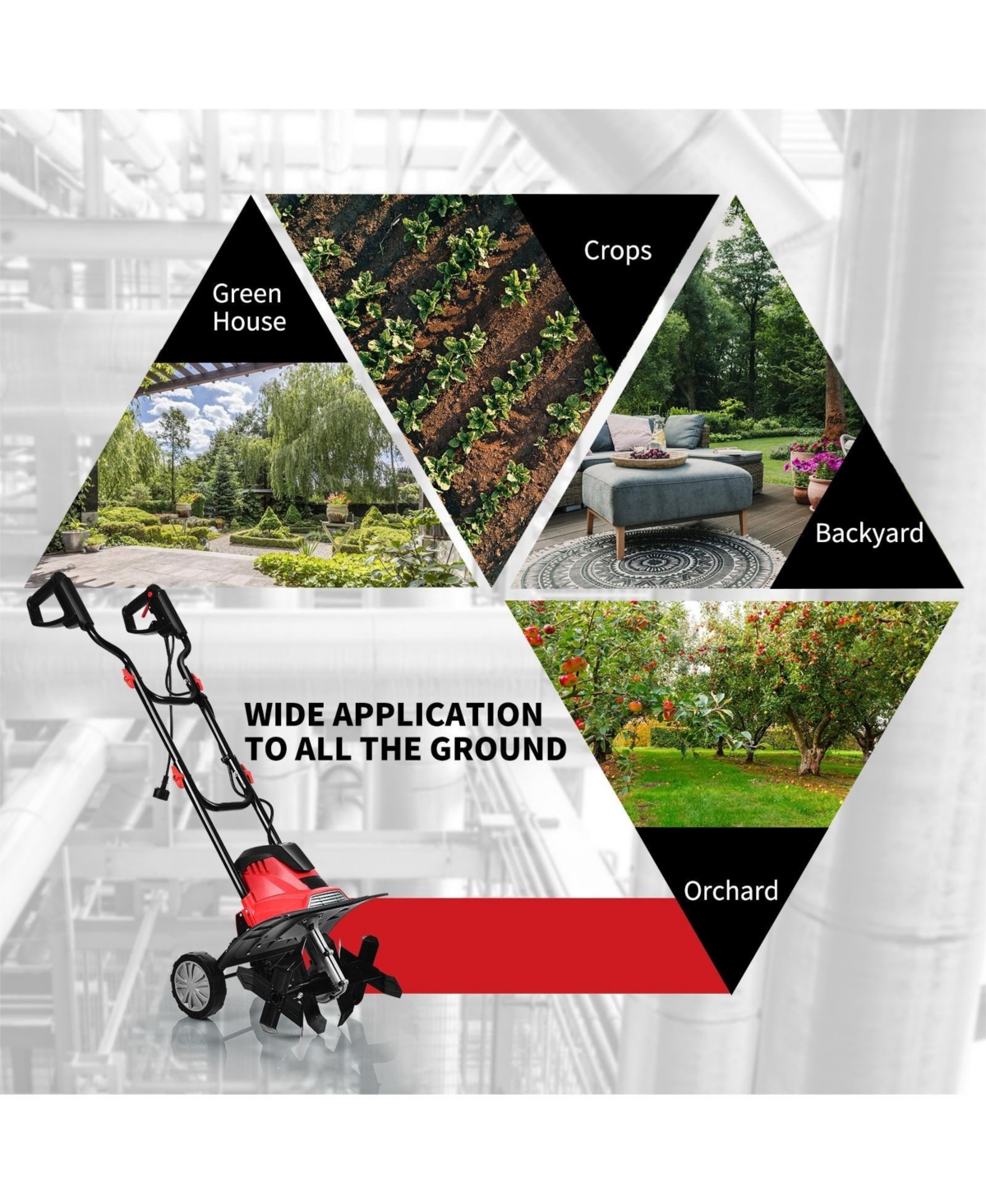 Corded Electric Tiller and Cultivator 9-Inch Tilling Depth