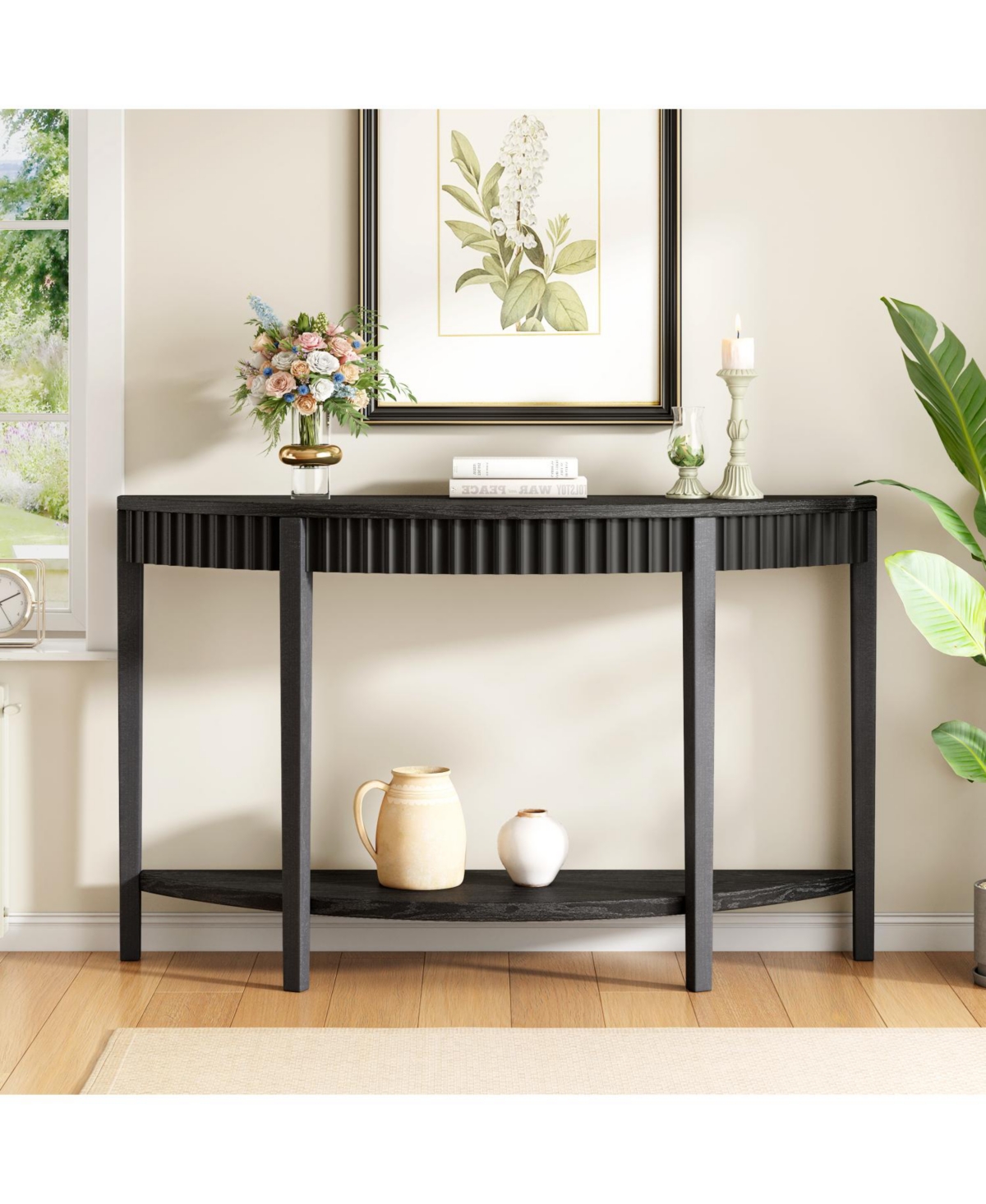 Streamdale Furniture 55" Wood Veneer Open Shelf Entry Table