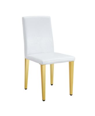 White PU Leather Chairs, Gold Legs (Set of 2)