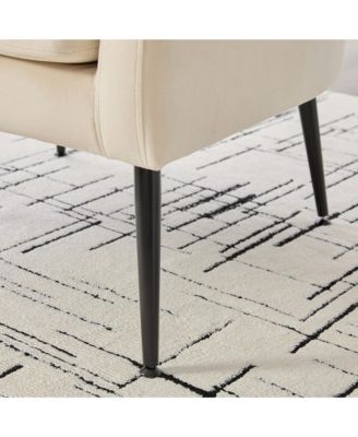 Streamdale Velvet Open Back Accent Chair with Metal Legs, Beige