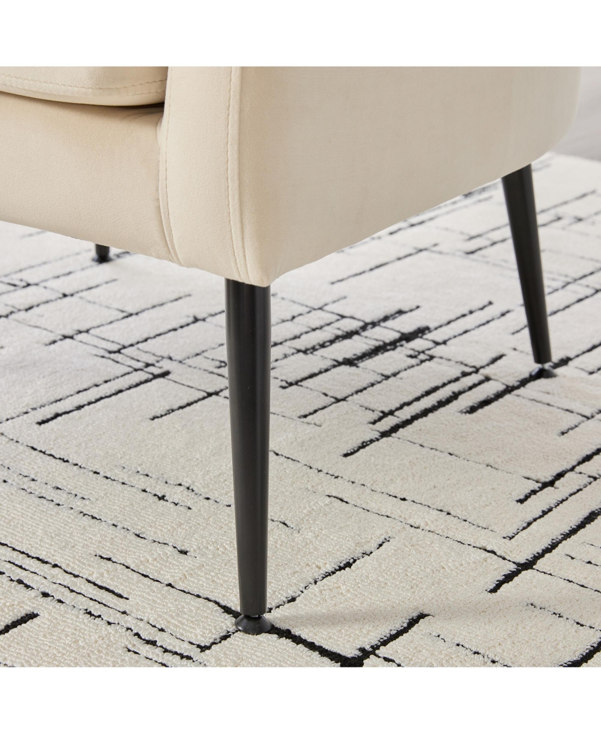 Streamdale Furniture Streamdale Velvet Open Back Accent Chair with Metal Legs, Beige