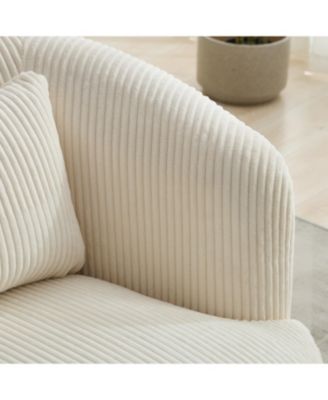 34" Wide Corduroy Swivel Barrel Chair with Pillow
