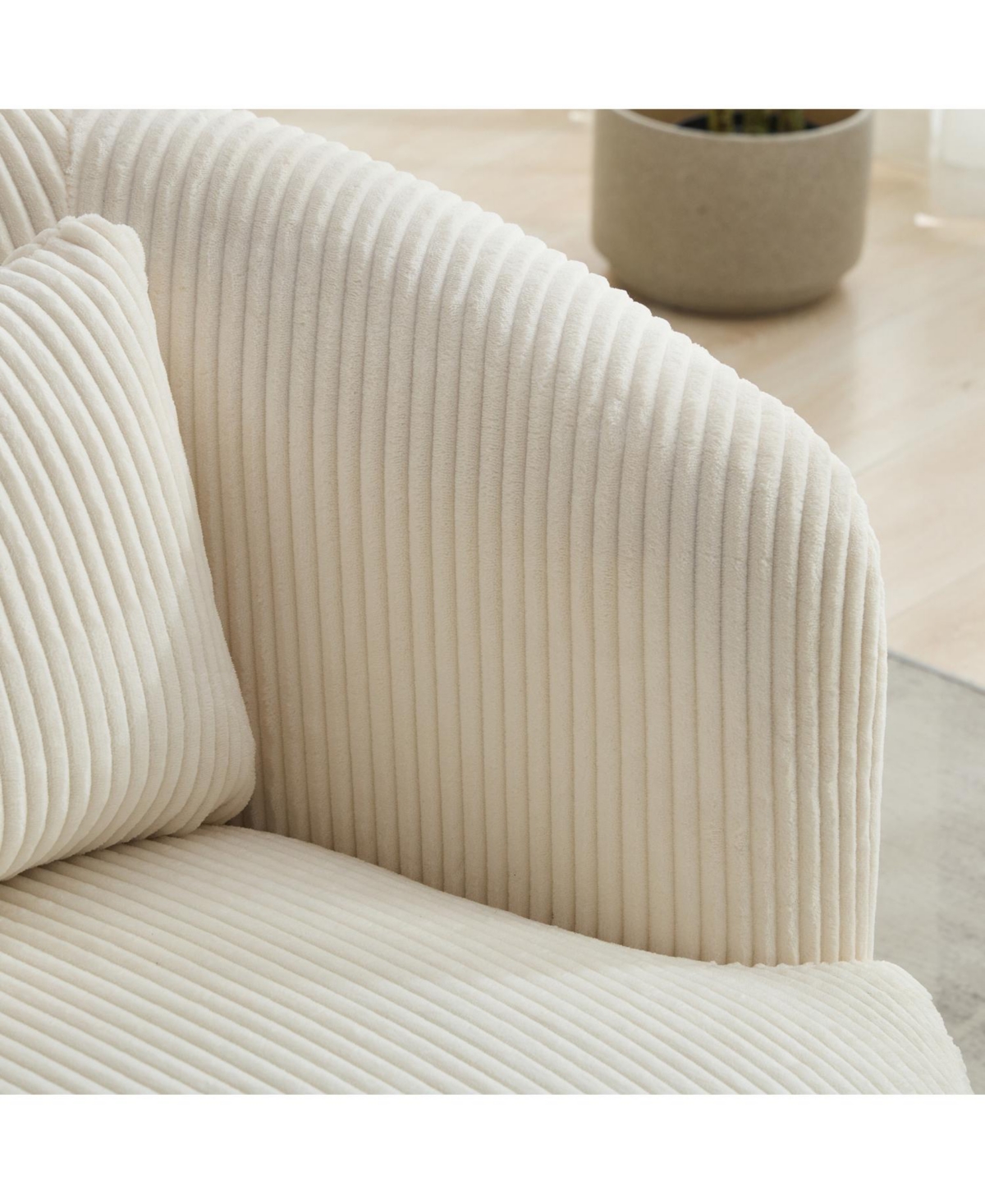 Streamdale Furniture 34" Wide Corduroy Swivel Barrel Chair with Pillow