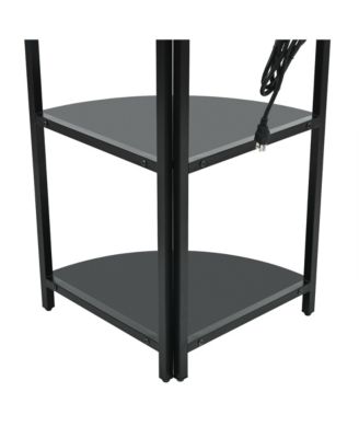  5-Tier Corner Shelf with LED Light & USB, Glass Holder, Tall Corner Bookshelf