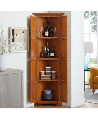  4-Tier Corner Kitchen Pantry Cabinet with 8 Doors and Adjustable Shelves