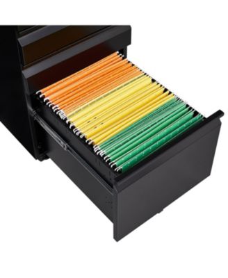 3-Drawer Mobile Locking File Cabinet (Black)