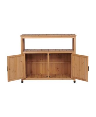 Wooden Patio Bar Table Set with Storage