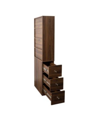 70.87" Display Cabinet, 4-Tier Shelf, 3 Drawers, Modern Wooden Bookshelf
