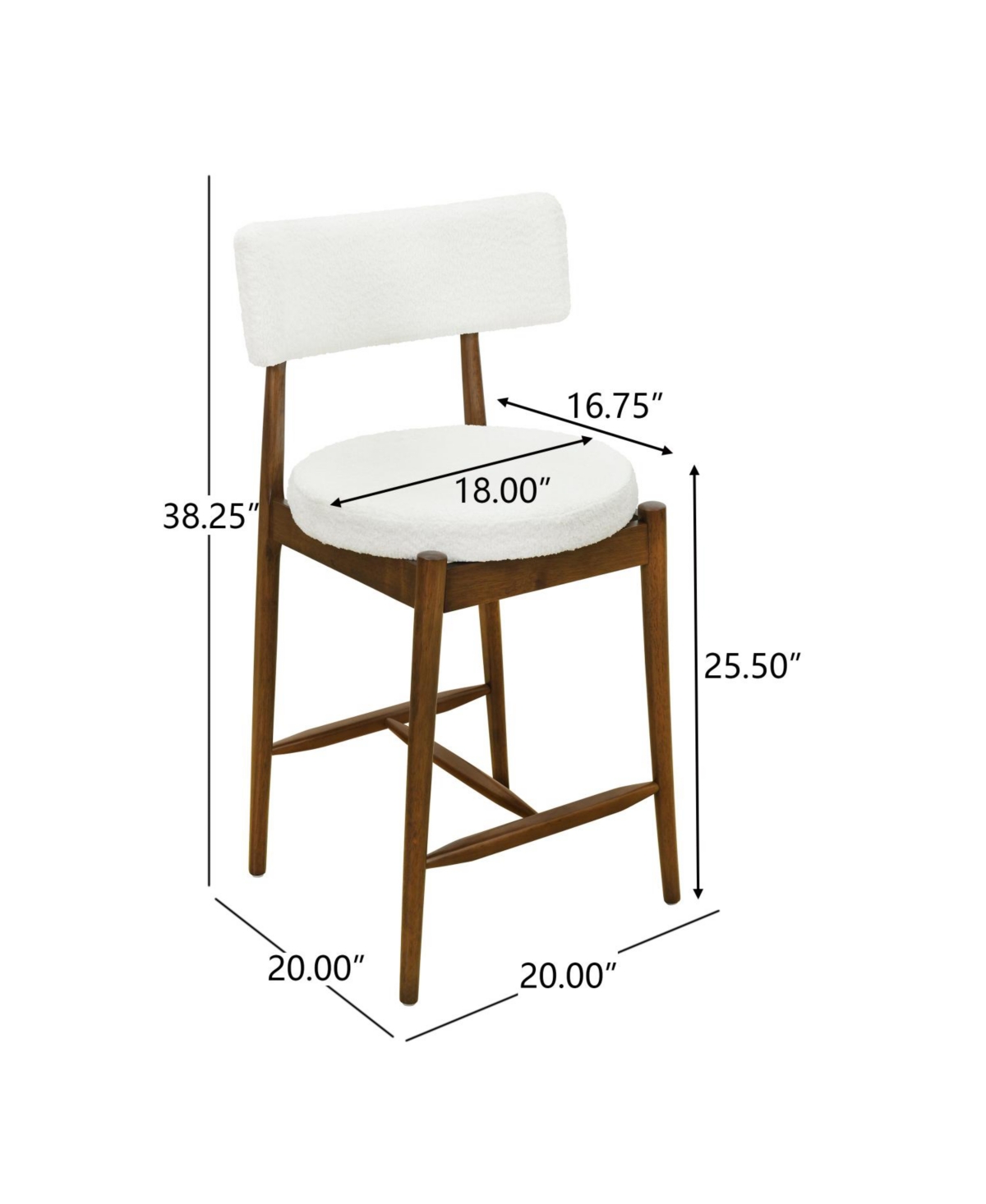 Streamdale Furniture Mid Century Modern Counter Stool (Sets of 2) Walnut +Beige