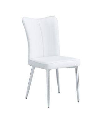 Streamdale White PU Dining/Office Chairs (4-Piece) - Silver Legs