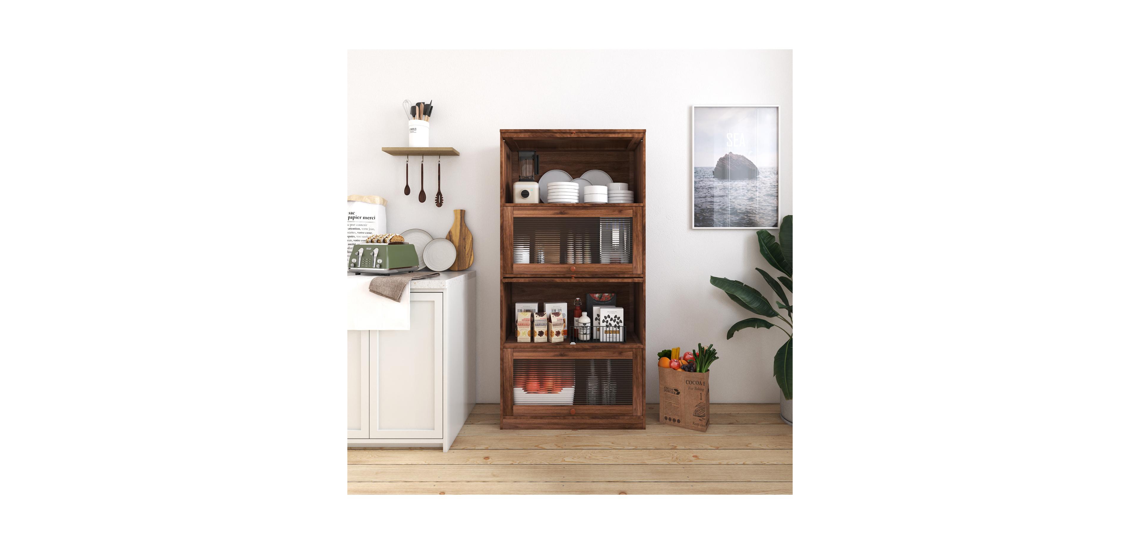 Streamdale Furniture Contemporary Floor-to-Ceiling Cabinet with Glass Doors