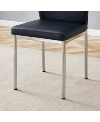 Luxury Black PU Dining Chairs - Silver Legs (Set of 4)