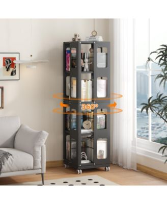 Rotating Steel Bookshelf with Wheels
