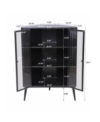 3-Tier Corner Cabinet with Glass Doors