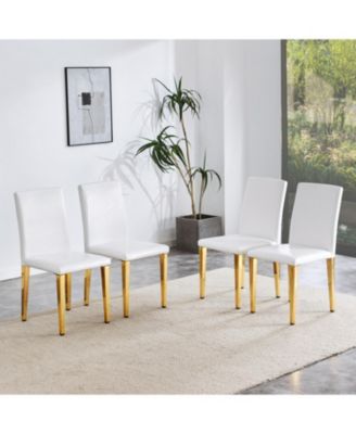 PU Leather Chairs with Gold Legs (Set of 4)