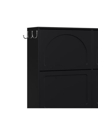  Modern Narrow Shoe Cabinet - Cream & Black