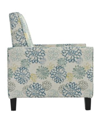 27.5" Recliner Chair, Solid Wood Legs, Light Brown & Blue