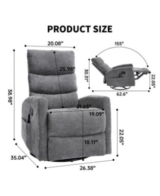 Heat Massage Rocker Swivel Recliner Chair - GREY