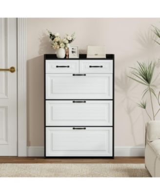 3-Door Shoe Cabinet with Drawers