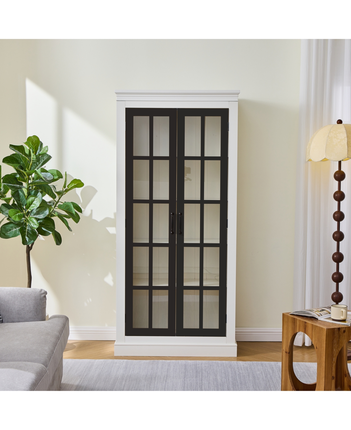 Streamdale Furniture Rustic Glass Door Display Cabinet