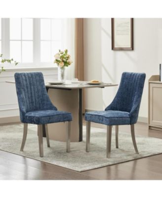 Chenille Dining Chairs Set of 2 (Blue)