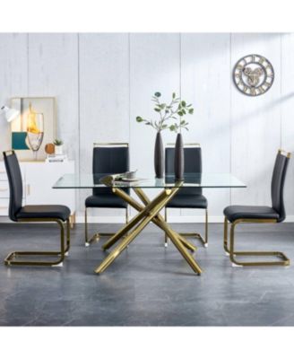 Modern Black Faux Leather Dining Chairs (Set of 4)