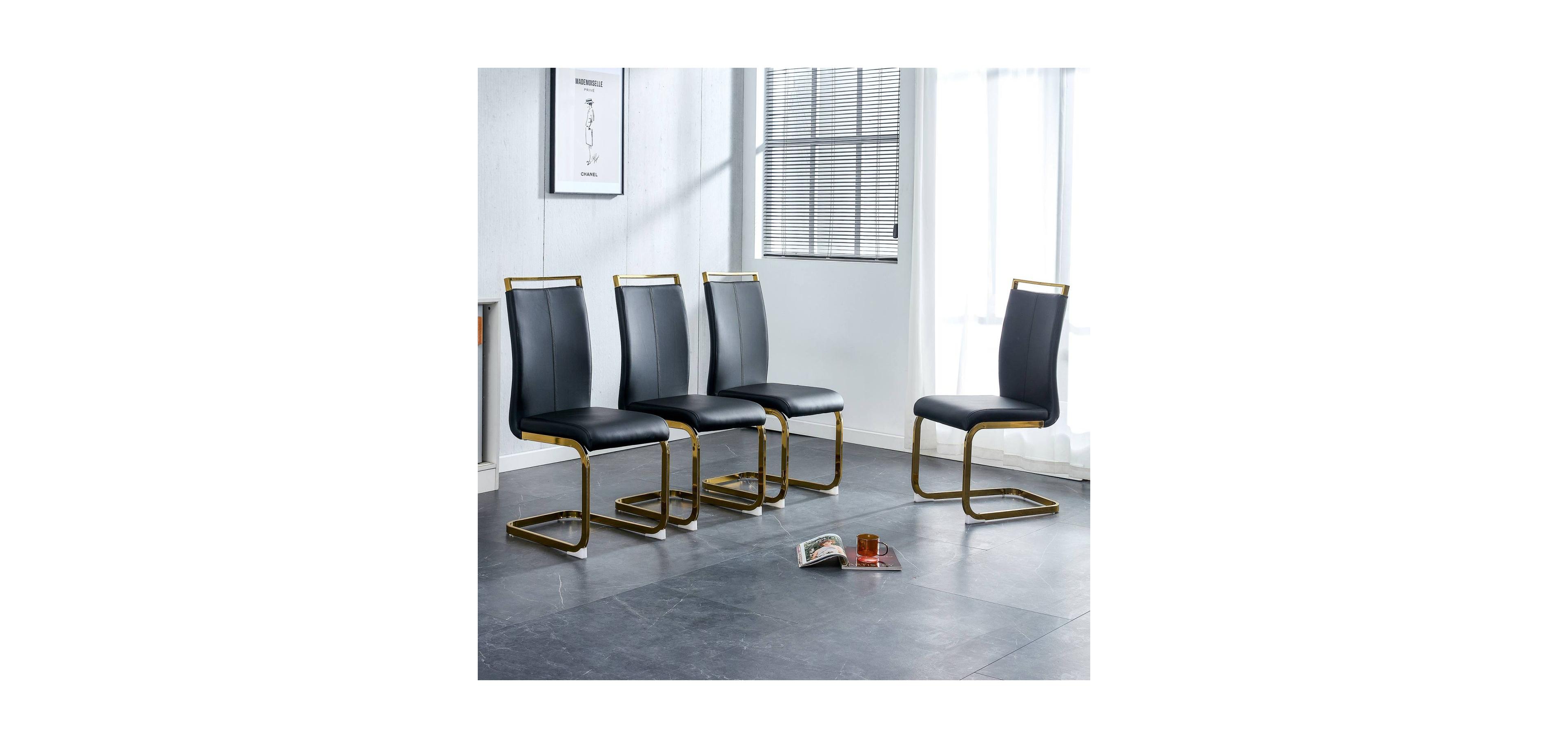 Streamdale Furniture Modern Black Faux Leather Dining Chairs (Set of 4)