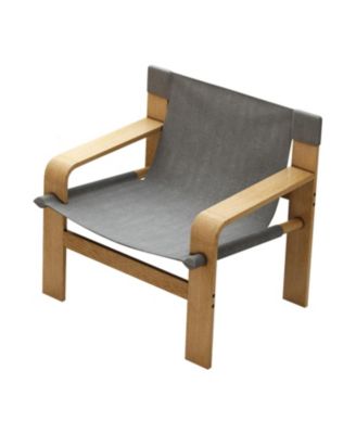 Oak Accent Lounge Chair - Dark Grey