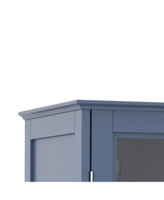 Minimalist Blue Buffet Cabinet - Glass Doors & Drawer