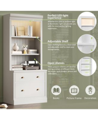 LED Lighted Modern Bookcase Set