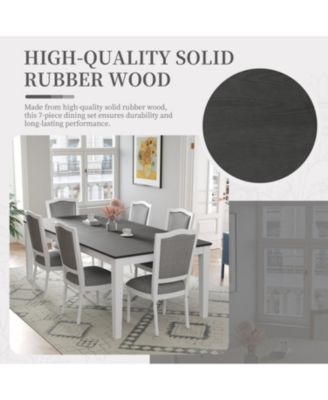 Streamdale Rustic Extendable Dining Set 78" Table, 6 Chairs, Drawers