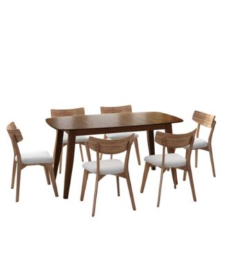 5-Pc Mid-Century Walnut Dining Set with Chairs