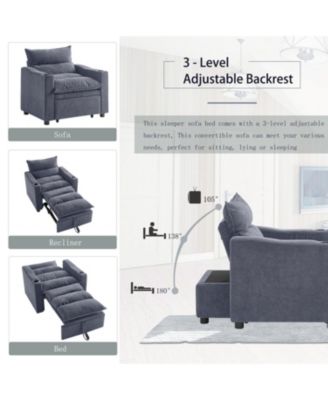 Convertible Velvet Sofa Bed - 3-in-1 Sleeper Couch