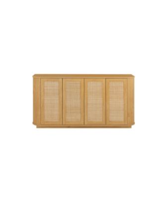 64" Wave TV Stand Rattan Door Cabinet