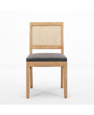 Farmhouse Rattan Dining Chairs, Set of 2, Gray