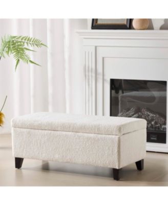 Streamdale White Boucle Storage Ottoman