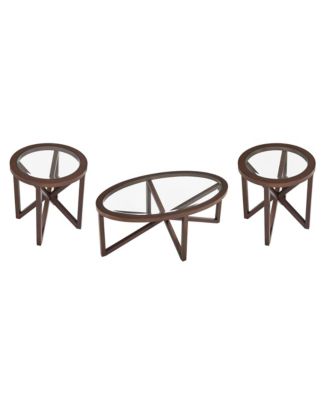 Streamdale Modern Glass Coffee Table - Wood Base, Round Top