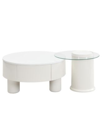 Nesting Coffee Table Set w/ Storage Drawer