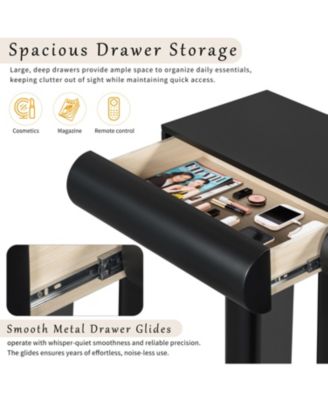 Streamdale Modern Black Entryway Table with Drawers & Geometric Legs