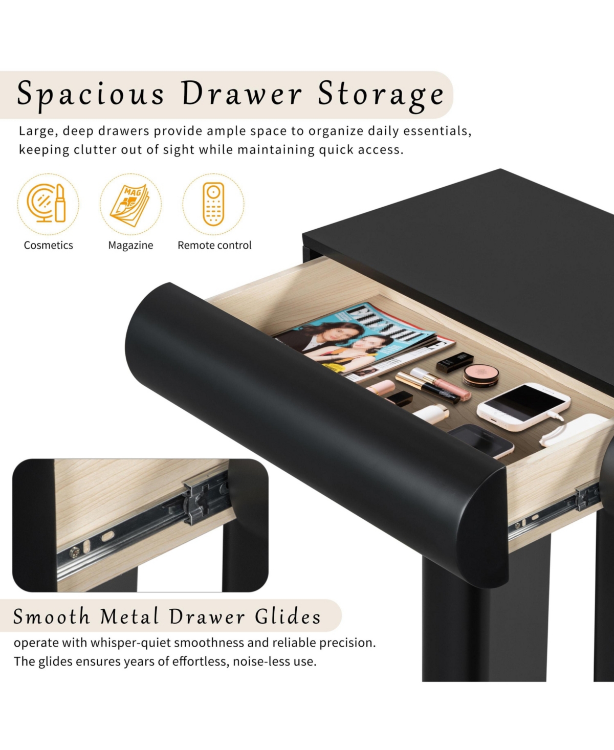 Streamdale Modern Black Entryway Table with Drawers & Geometric Legs