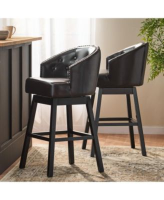 360 Degree Swivel Bar Stool with Stunning Nailhead Trim, Set of 2